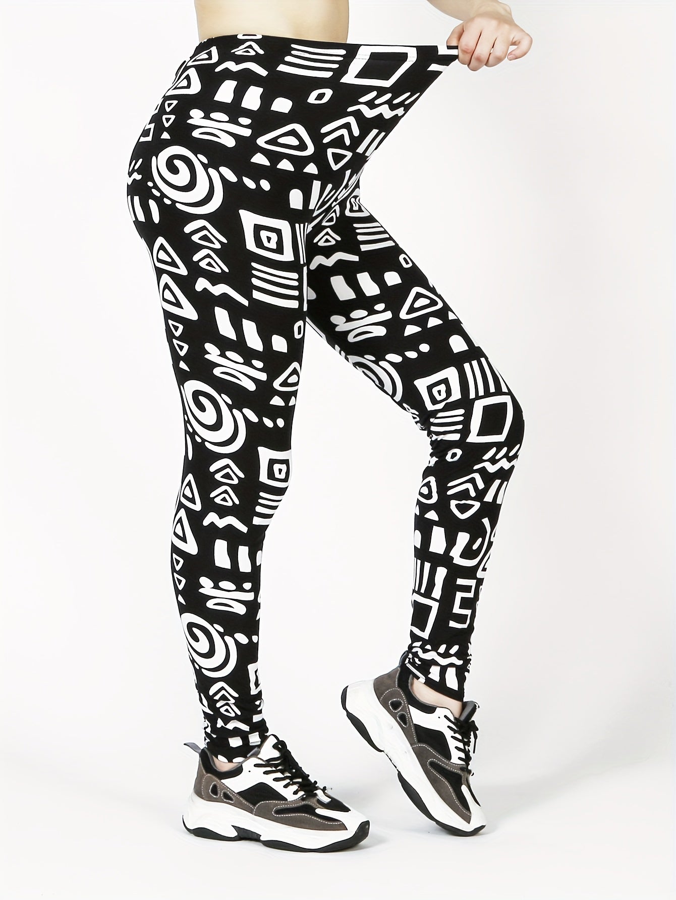 Allover Print Skinny Leggings, Casual High Waist Stretchy Leggings, Women's Clothing