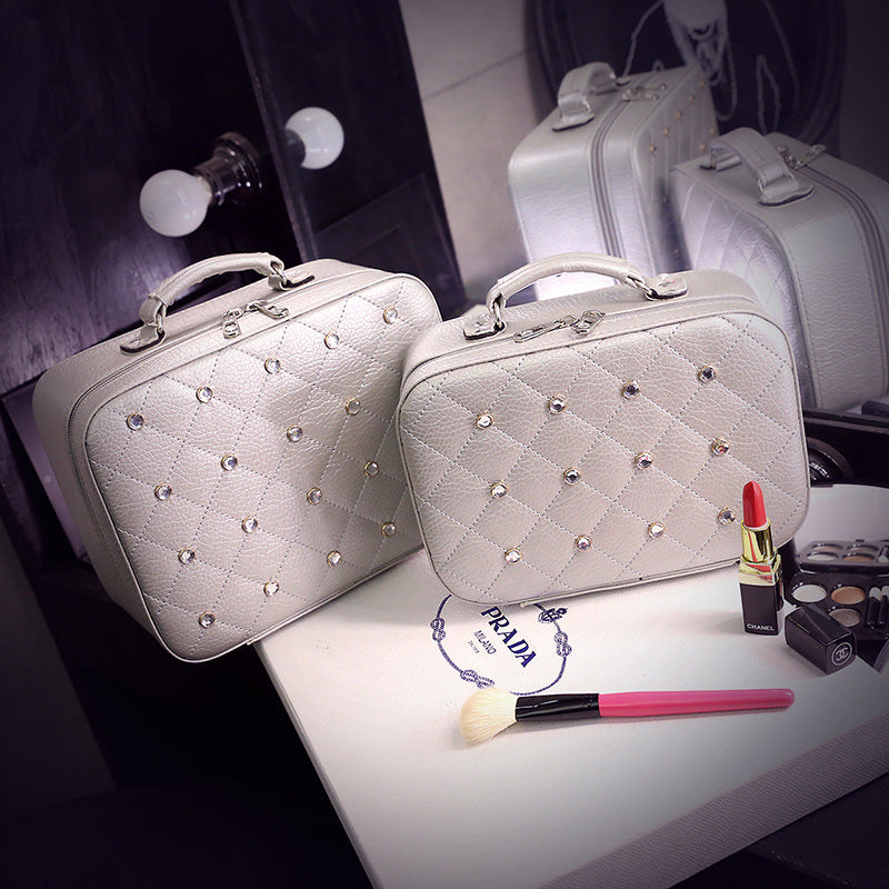 High-end Cosmetic Case With Diamond Cosmetic Bag PU Portable