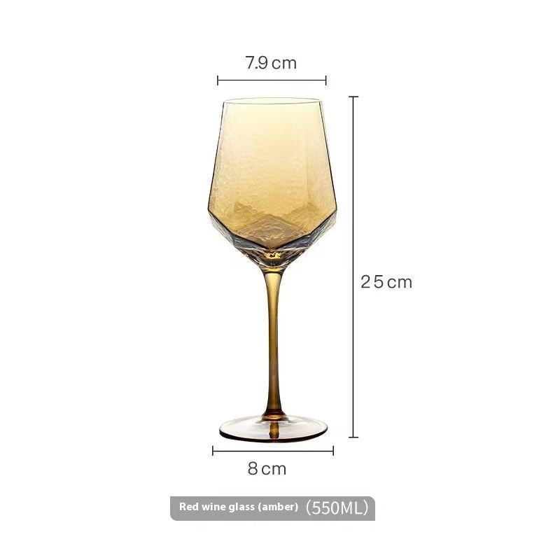 Amber Hammered Red Wine Glass Champagne Glass Cup-Aria Doejay