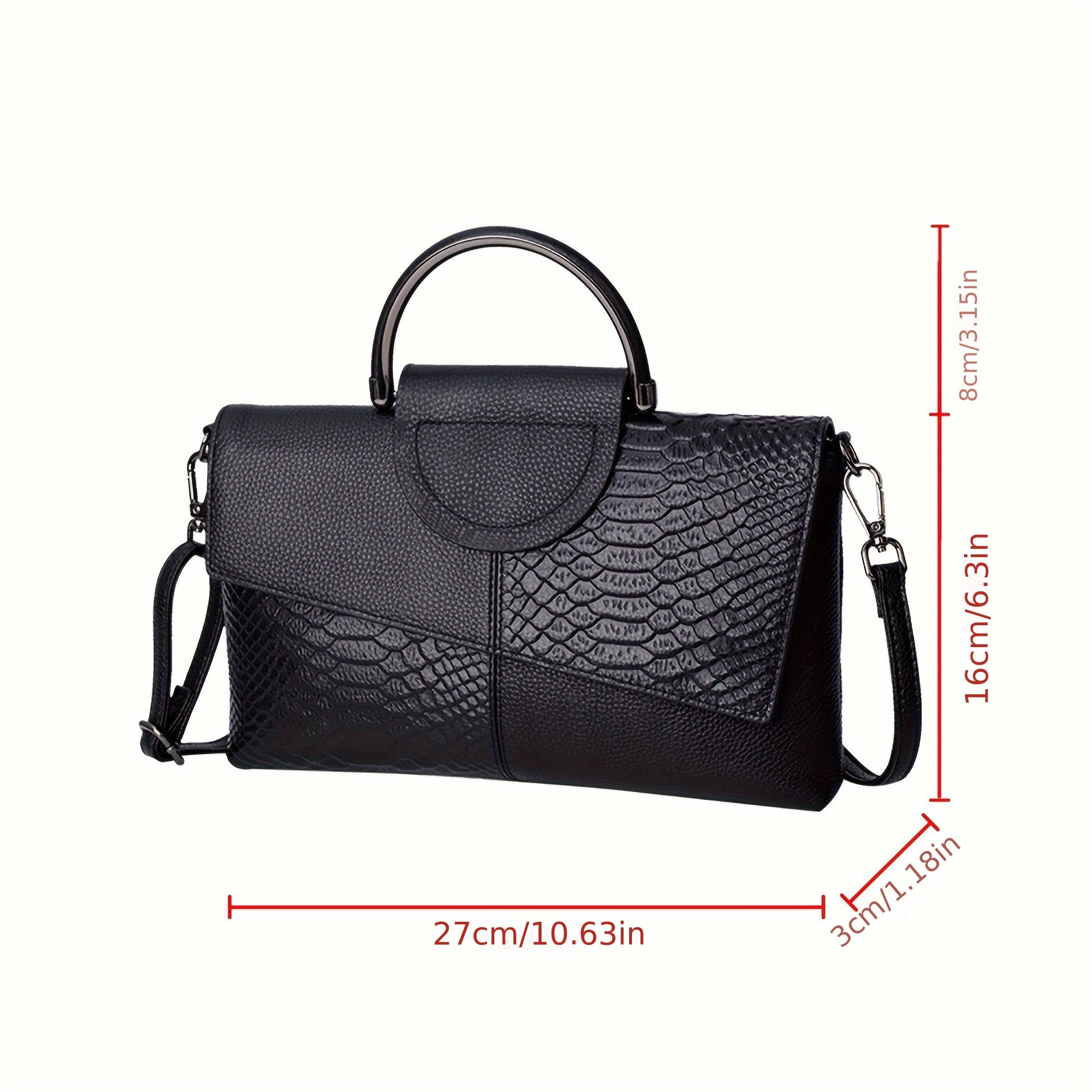 Chic Luxury Crocodile Pattern Handbag - Soft PU Leather Womens Crossbody Bag with Adjustable Strap - Spacious Purse for Fashion-Forward Ladies