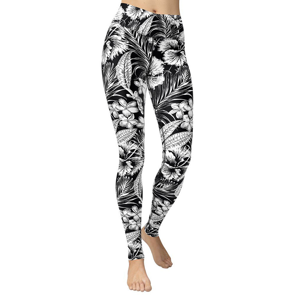 Black And White Color Sports Leggings Yoga Pants-Aria Doejay