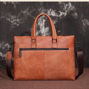 Men's Handbag First Layer Cowhide Computer Leisure