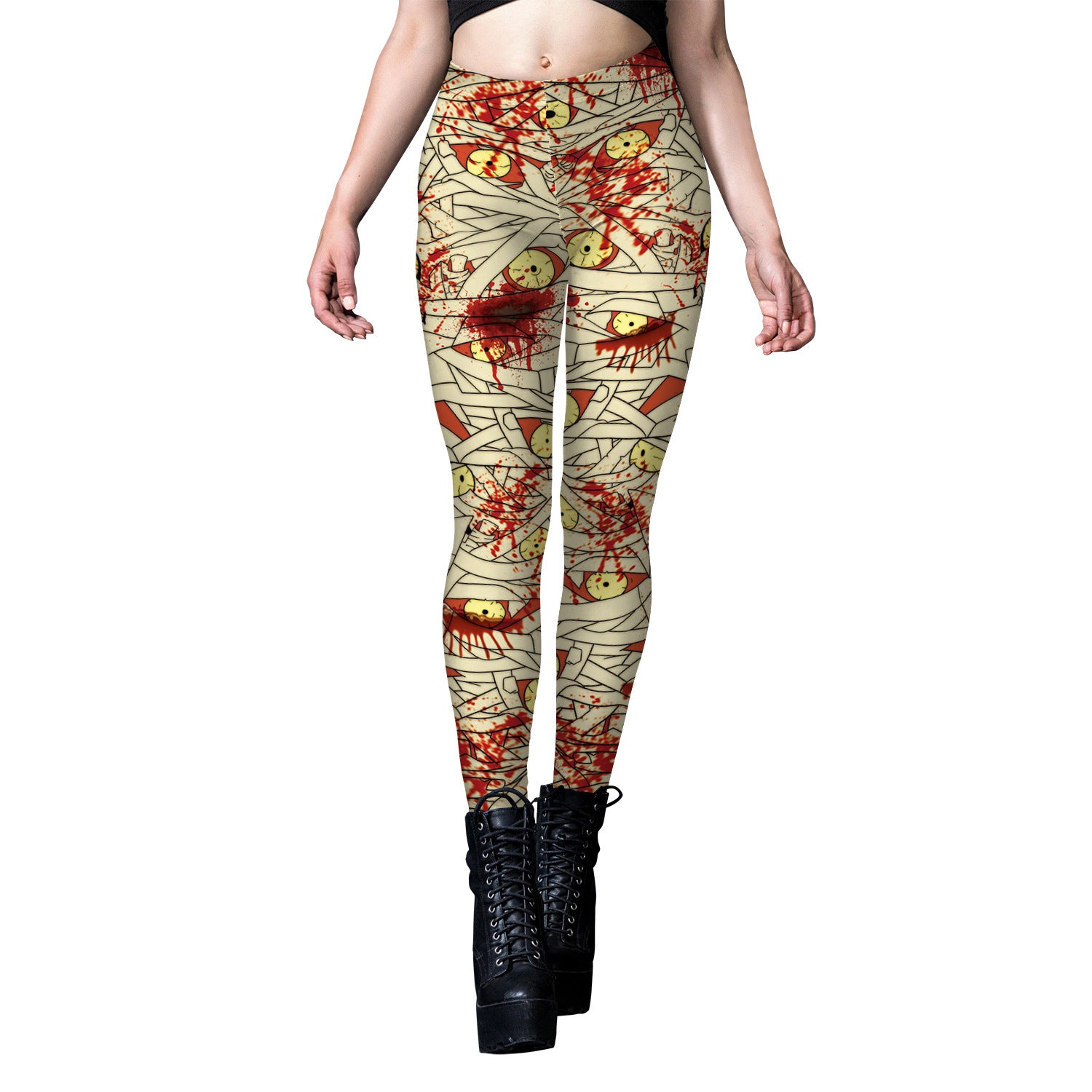 Halloween New Women's Leggings Bandage Printed Yoga Pants-Aria Doejay