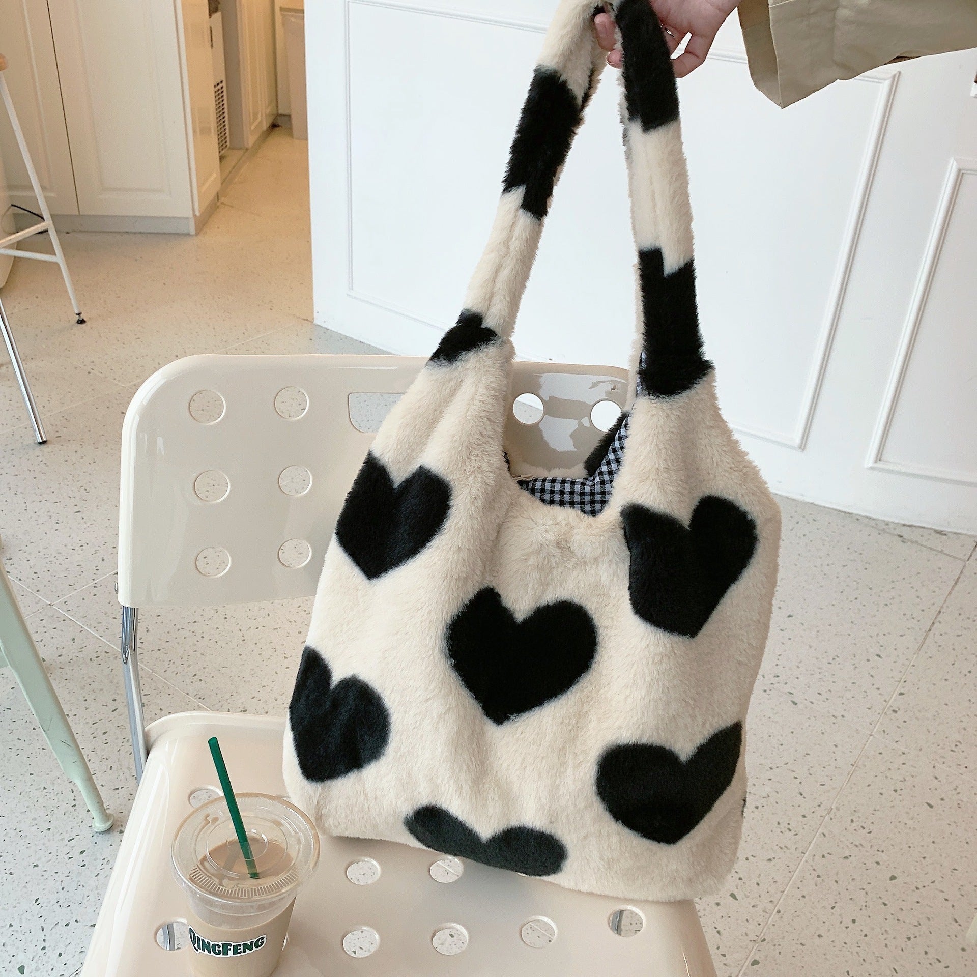 Love Heart Shoulder Bags Double Side Used Winter Underarm Bag Women-Aria Doejay