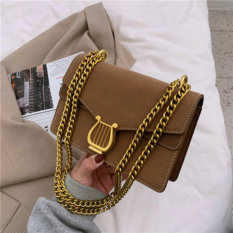 Pure color versatile fashion frosted shoulder bag