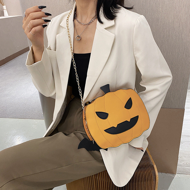 Super Fire Spoof Pumpkin Bat Pu Crossbody Bag