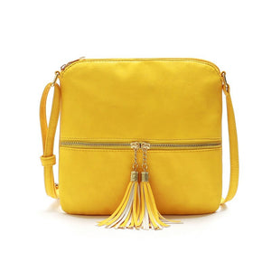 New Style Double Fringe Front Pocket Zipper Diagonal Shoulder Bag Women's Bag Shoulder Bag