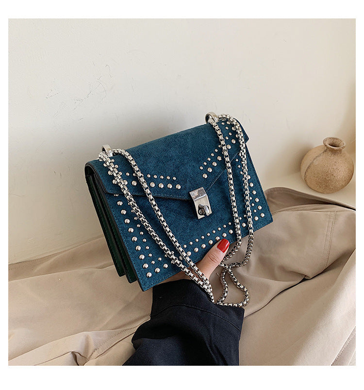 Studded small square bag Korean version of the matte crossbody bag