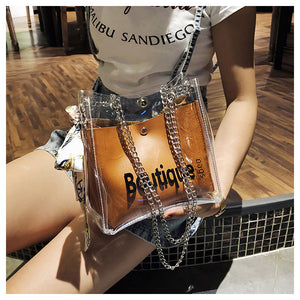 Transparent letter shoulder bag