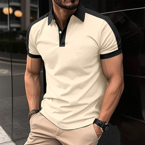 Men's Business Casual Raglan Short-sleeved Polo Shirt-Aria Doejay