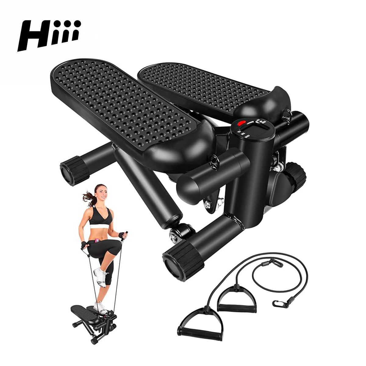 1pc,hiii,Steppers For Exercise At Home,Mini Stair Stepper 330 Lb Capacity,Workout Stepper Machine For Exercise,Mini Stepper With Resistance Bands-Aria Doejay