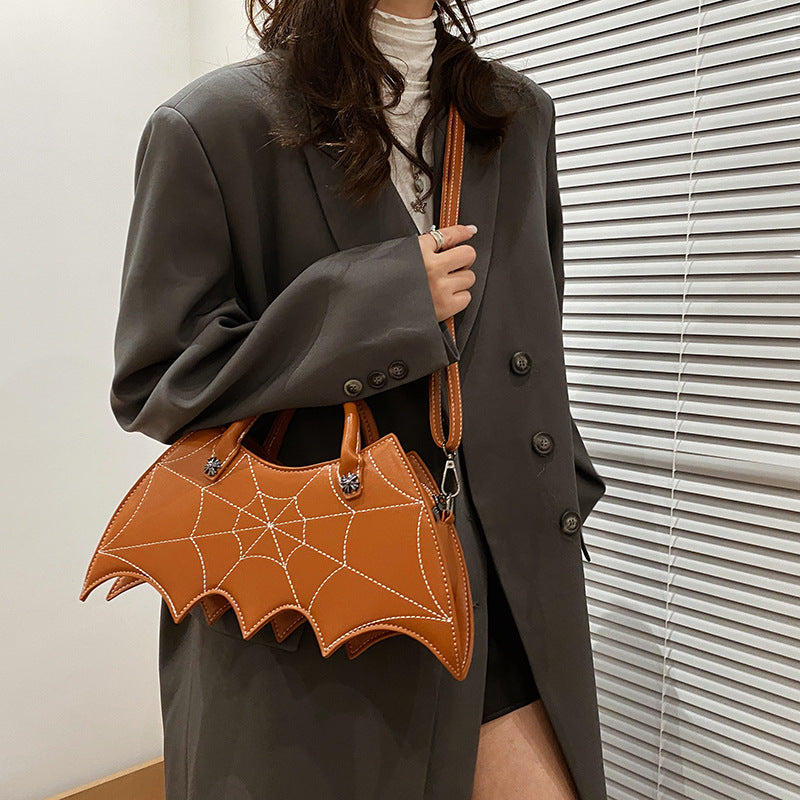 Halloween Spider Web Shape Shoulder Bags Personality Batgirl Tide Pu Handbags Fashoin Messenger Crossbody Bag-Aria Doejay