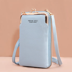 Mobile Phone Bag With Lock Design Korean Style Fashion Lychee Pattern Crossbody Bags For Women-Aria Doejay