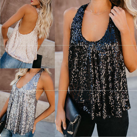 Women's Sequined Vest Camisole Vest Camisole Women-Aria Doejay