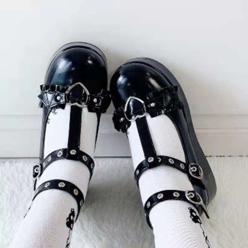 Patent Leather Halloween Leather Shoes Thick Bottom Round Toe Platform