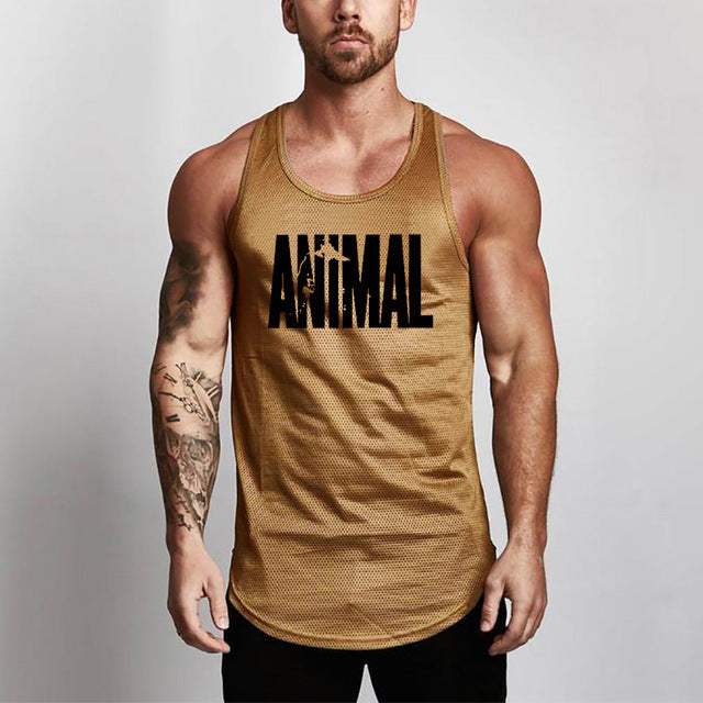 Fitness Men Shirt Slim Fit Vests Mesh Singlets Muscle Tops-Aria Doejay