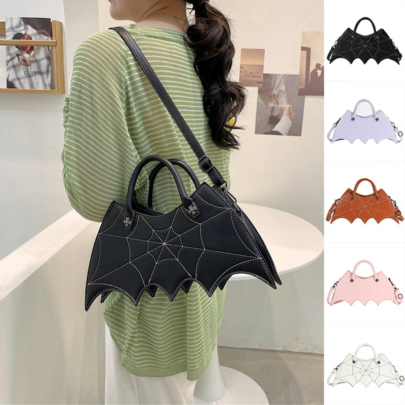 Halloween Spider Web Shape Shoulder Bags Personality Batgirl Tide Pu Handbags Fashoin Messenger Crossbody Bag-Aria Doejay