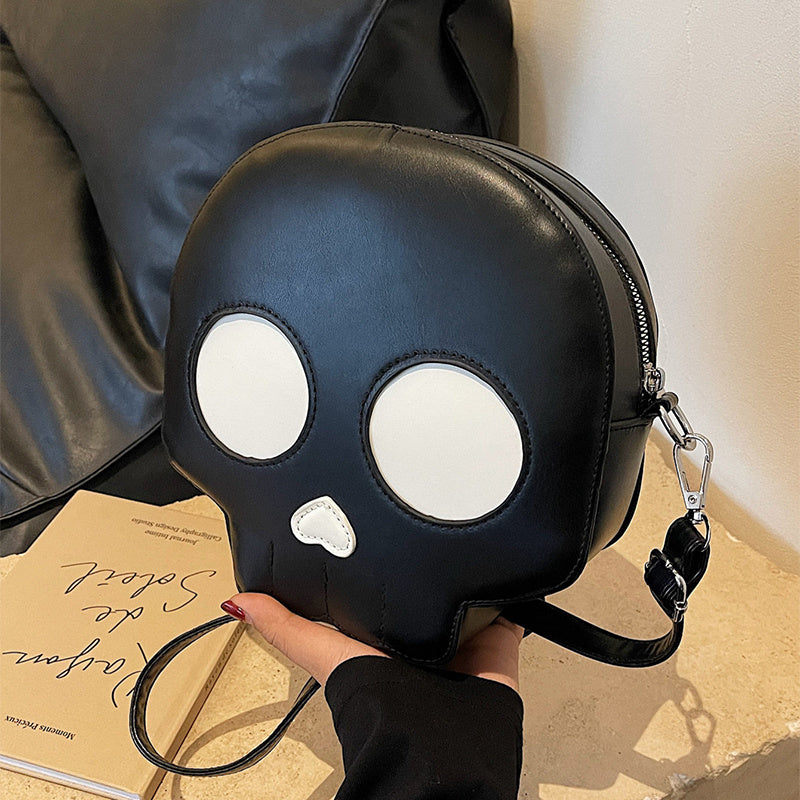 Cute Skull Small Round Bag Girls Halloween Personality Fashion Shoulder Bags Women's Crossbody Bag