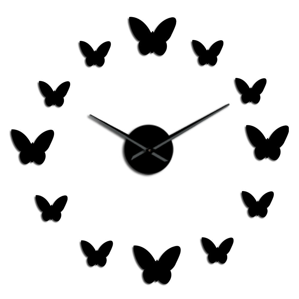 3D Mirror Wall Clock Butterfly Living Room Bedroom Home Decor Big Clock Time-Aria Doejay