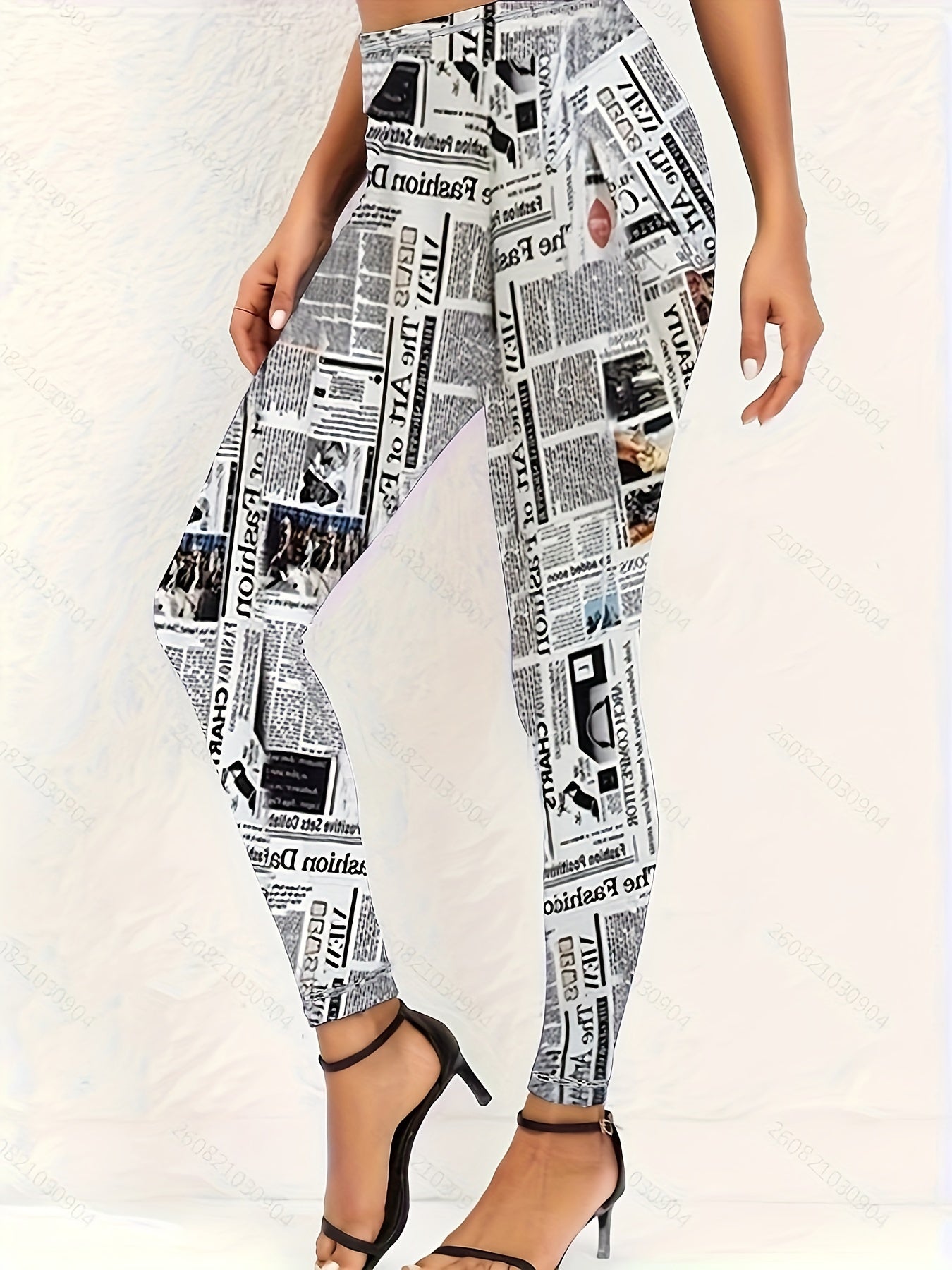 Plus Size Full Letter Print Leggings - Super Stretchy for Ultimate Comfort, Skinny Leggings for a Flattering Fit, Perfect for Casual, Everyday Wear - Designed Exclusively for Plus Size Women, Part of Our Plus Size Clothing Collection