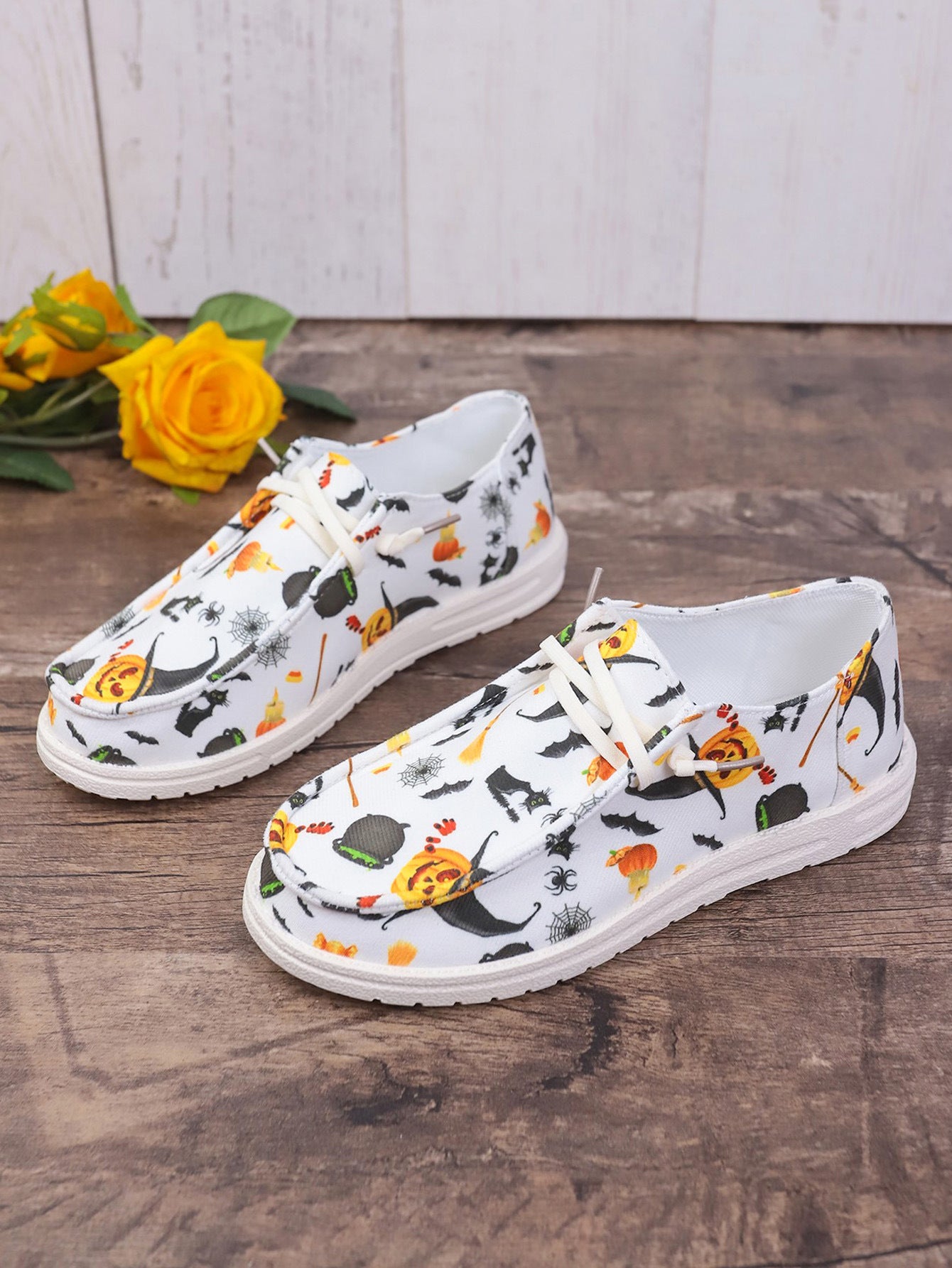 Halloween Pumpkin Print Ghost European And American Flat Canvas Casual Shoes