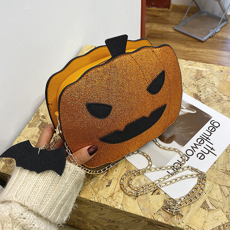 Super Fire Spoof Pumpkin Bat Pu Crossbody Bag