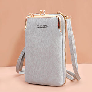 Mobile Phone Bag With Lock Design Korean Style Fashion Lychee Pattern Crossbody Bags For Women-Aria Doejay