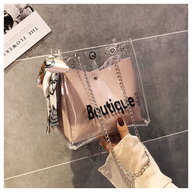 Transparent letter shoulder bag