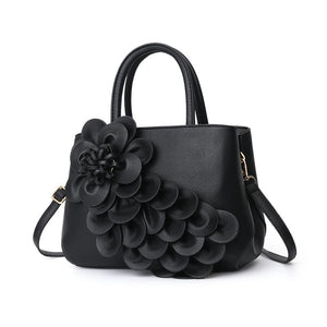 PU leather flower portable shoulder bag