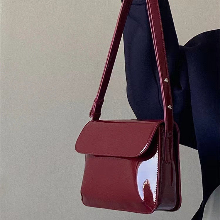 Women's Fashion All-match Retro Patent Leather Small Square Bag