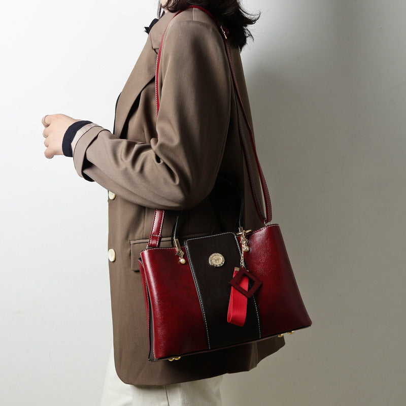 Three-layer Soft Leather Shoulder Messenger Bag