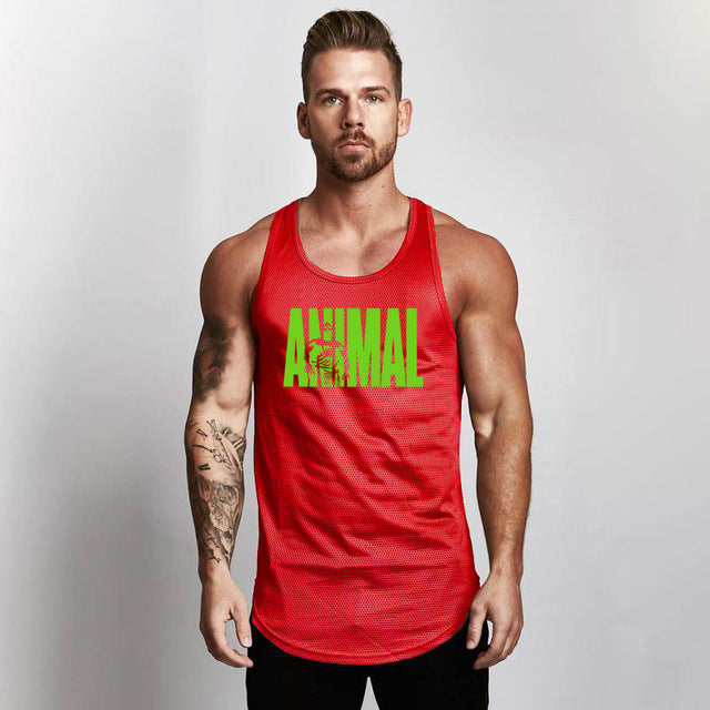 Fitness Men Shirt Slim Fit Vests Mesh Singlets Muscle Tops-Aria Doejay