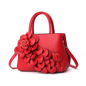 PU leather flower portable shoulder bag