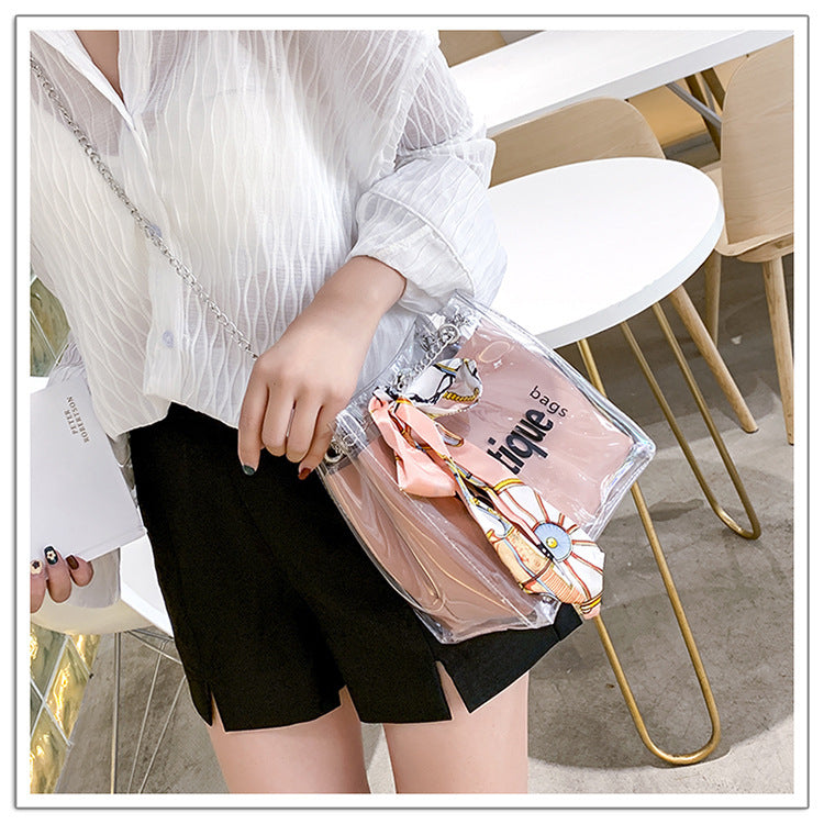 Transparent letter shoulder bag