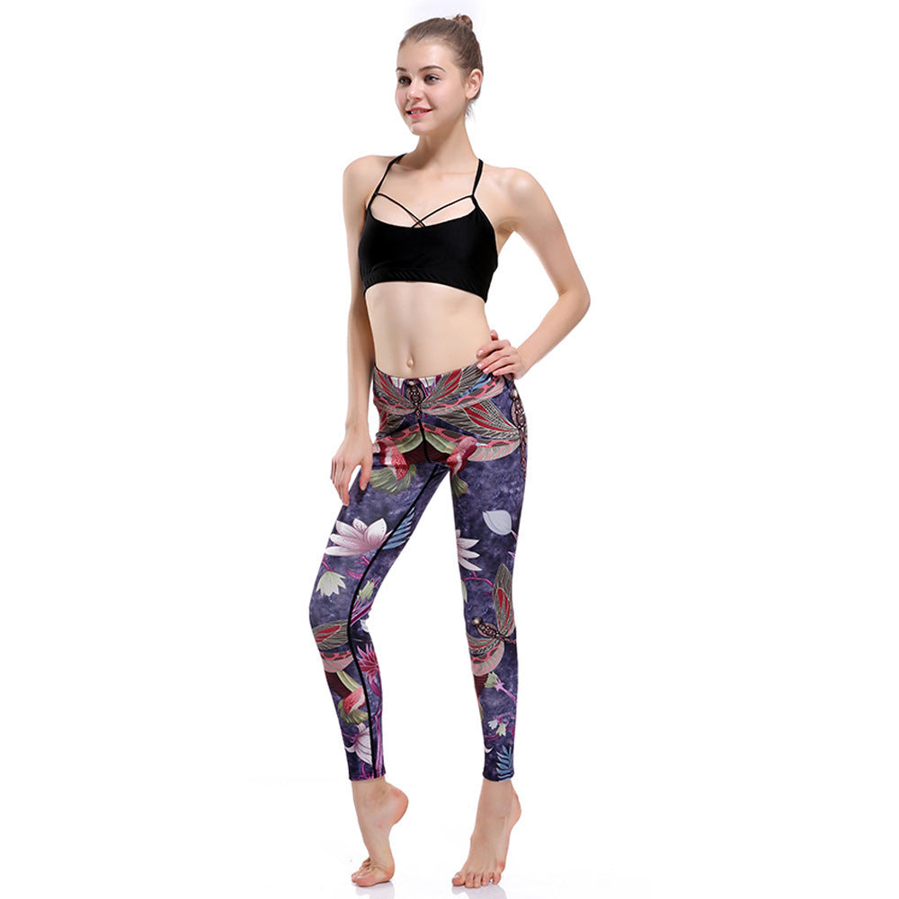 High Waist 3D Watercolor Hummingbird Yoga Workout Leggings-Aria Doejay