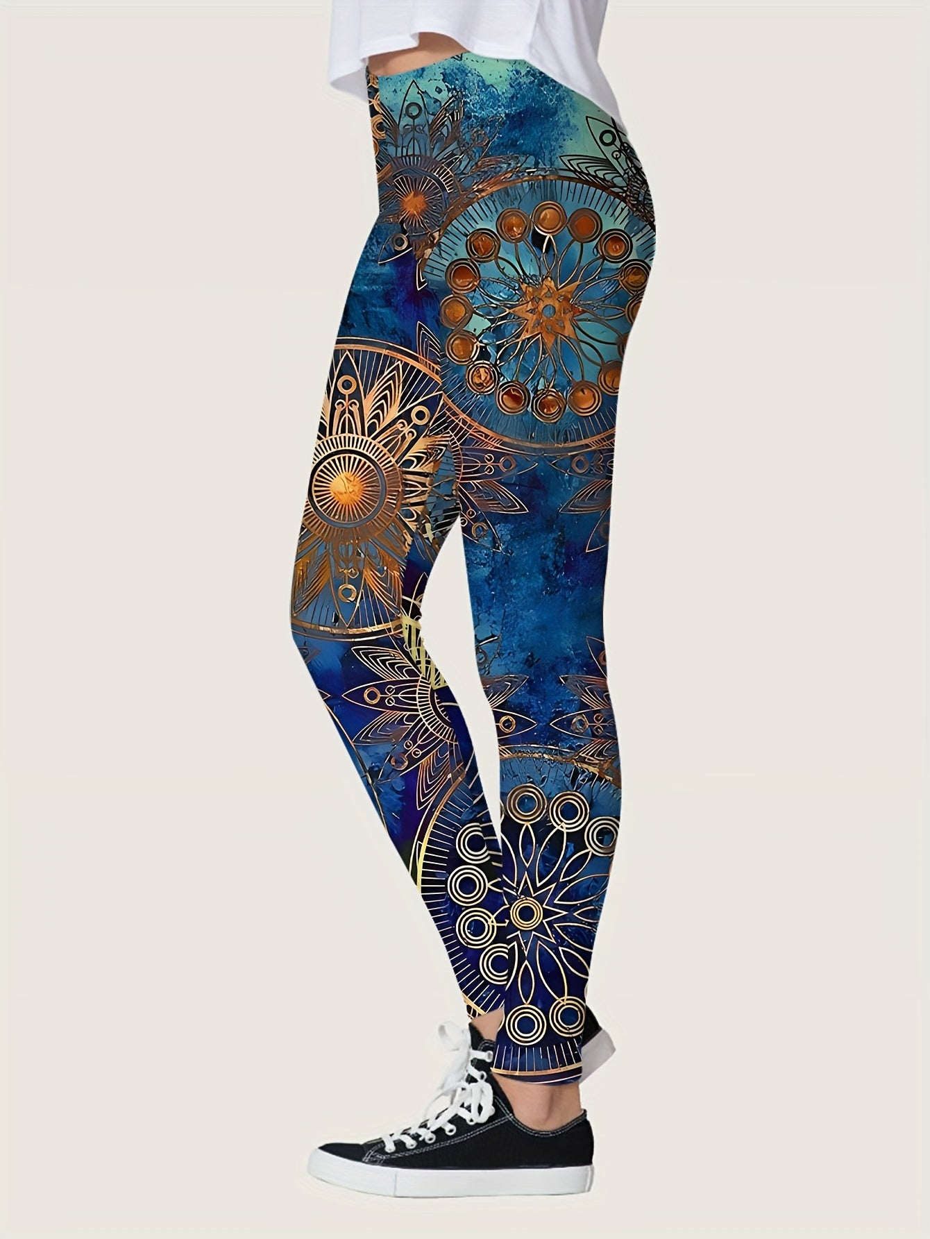 Allover Print Skinny Leggings, Casual Every Day Stretchy Leggings, Women's Clothing