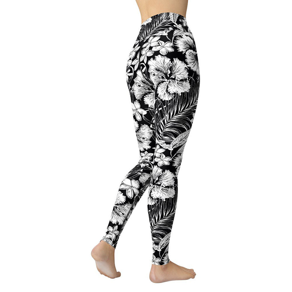 Black And White Color Sports Leggings Yoga Pants-Aria Doejay