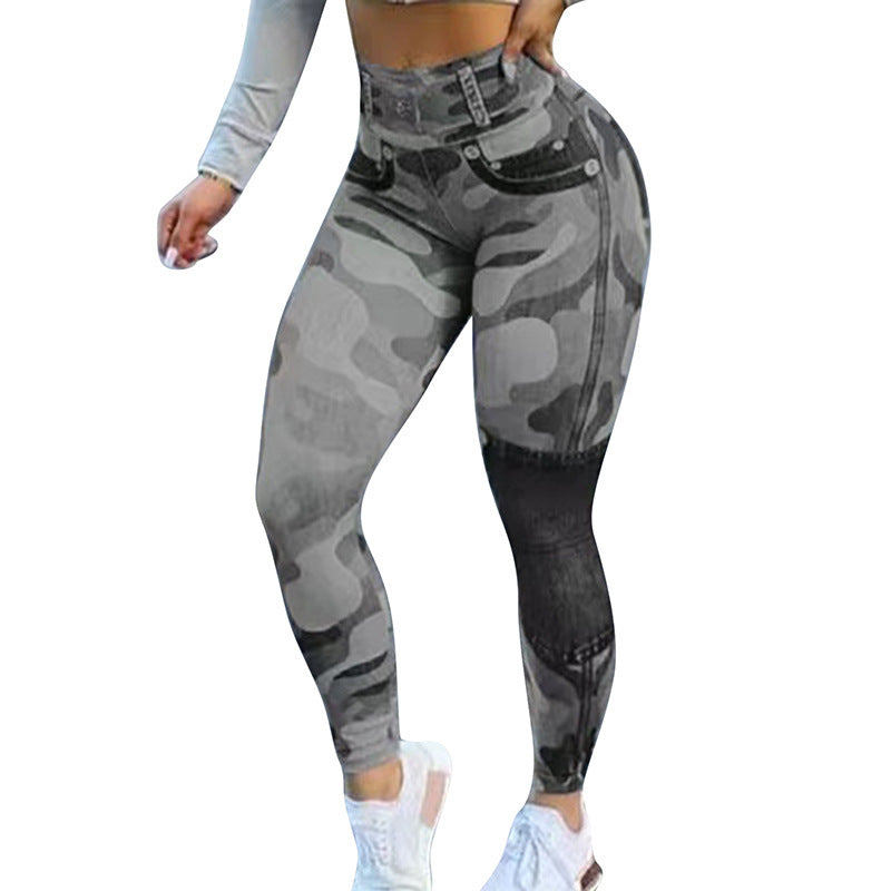 Women's Multicolor Print Camo Slim Fit Butt Lift Yoga Leggings-Aria Doejay