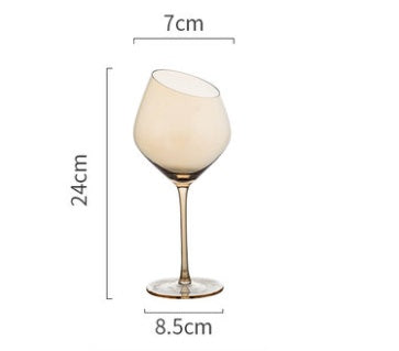 Wine Glass Oblique Mouth, Red Wine Glass Crystal Champagne Glass High-end Goblet Foreign Wine Glass-Aria Doejay