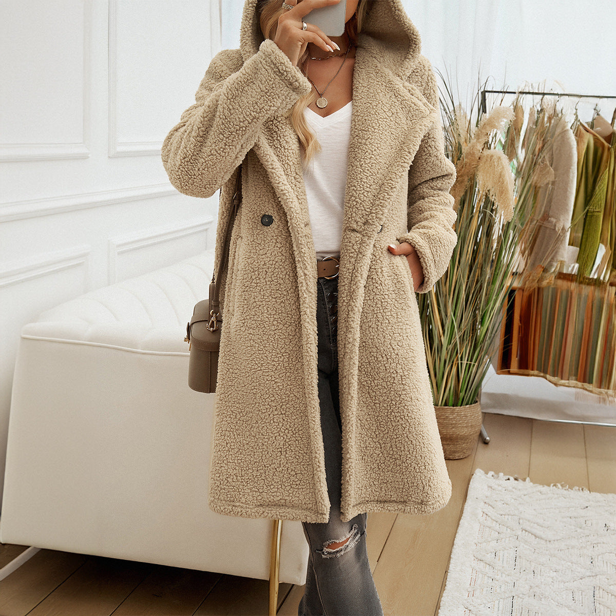 Lady Temperament Casual Loose-fitting Hoodie Knitted Coat-Aria Doejay