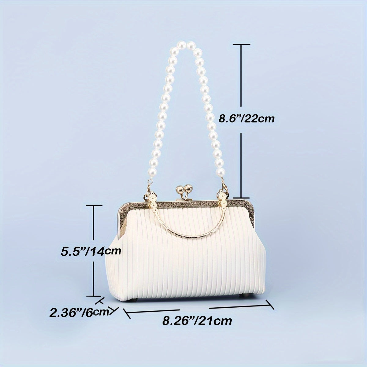 Striped Glamour - Faux Pearl Embellished Evening Handbag for Sophisticated Style - [Dazzling Clip Purse Ideal for Weddings, Parties, Proms & Festivals - [Elegant Companion for Carnival, Mardi Gras & Music Events