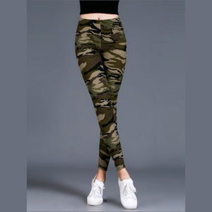 Brushed Cotton Print Camouflage Outerwear Leggings-Aria Doejay