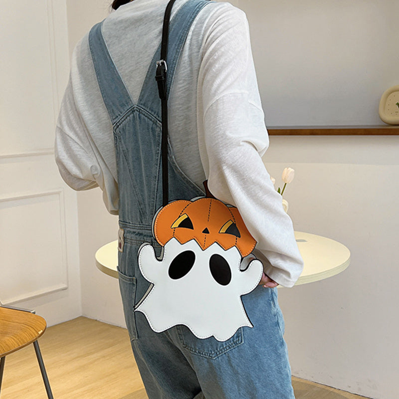 Halloween Shouder Bags Creative 3D Cartoon Pumpkin Ghost Design Cute Bags Women Cell Phone Purses Novelty Personalized Candy Crossbody Bags-Aria Doejay