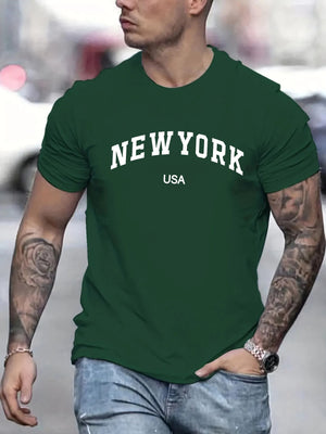 Men's Summer New York Printed 100 Cotton Large Loos Short Sleeve-Aria Doejay