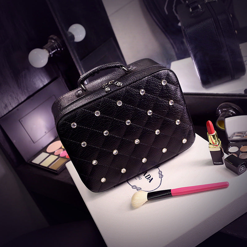 High-end Cosmetic Case With Diamond Cosmetic Bag PU Portable