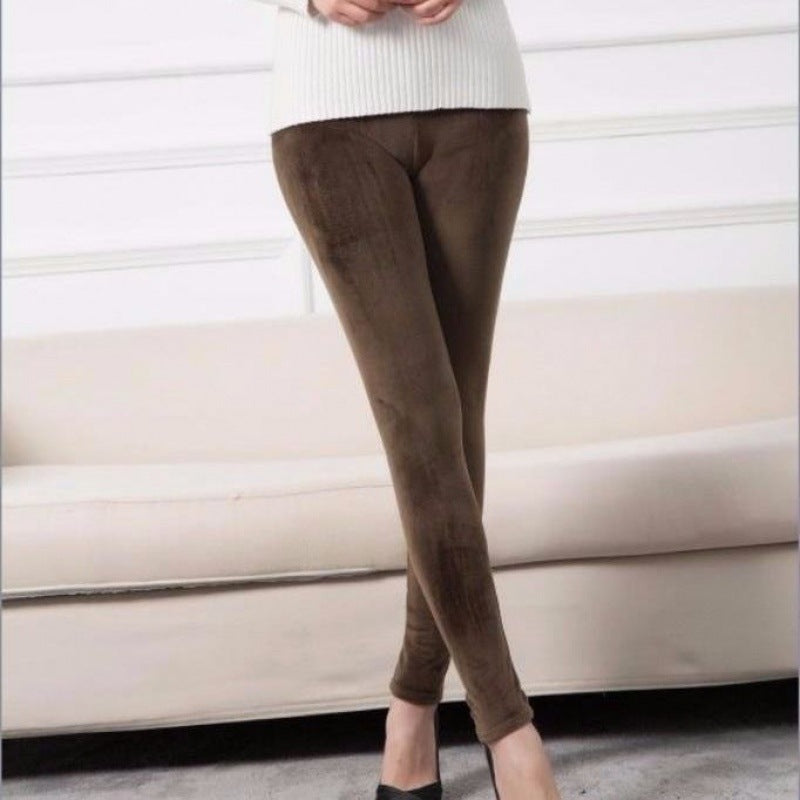 Double-faced Velvet High Stretch Leggings Women's Gold Velvet Slim High Waist-Aria Doejay