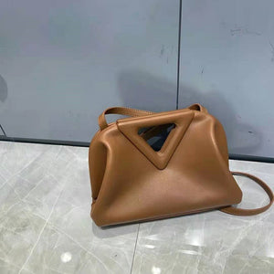 New Inverted Triangle Leather Female Bag Clip Candy Color Cloud Bag Messenger Bag Shoulder Bag Handbag Clutch Bag