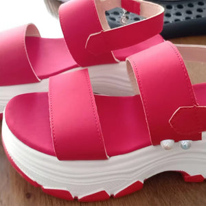 Casual Double-strap Sports Sandals Summer Fashion Solid Color Thick Bottom Buckle Fish Mouth Shoes Women-Aria Doejay