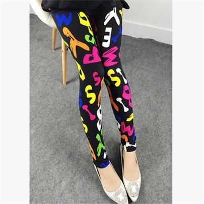 Ladies Casual Thin Printed Stretch Leggings-Aria Doejay