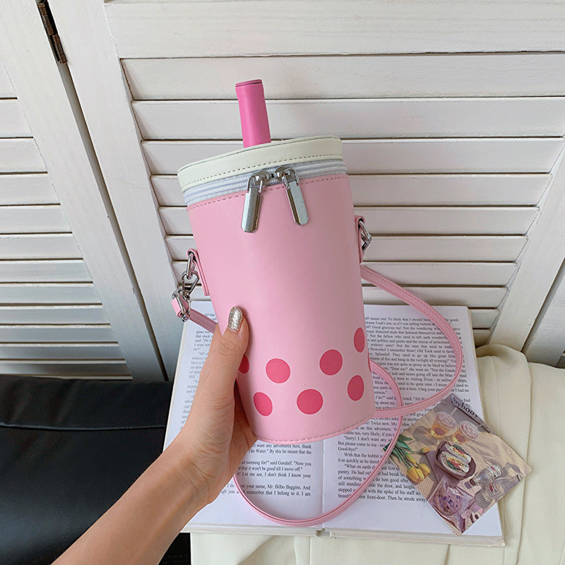 Milk Tea Personalized Small Bags Women's New Fashion Messenger Phone Bag Cute Girl Bucket Backpack-Aria Doejay